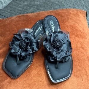 Forever Black Floral Sandals